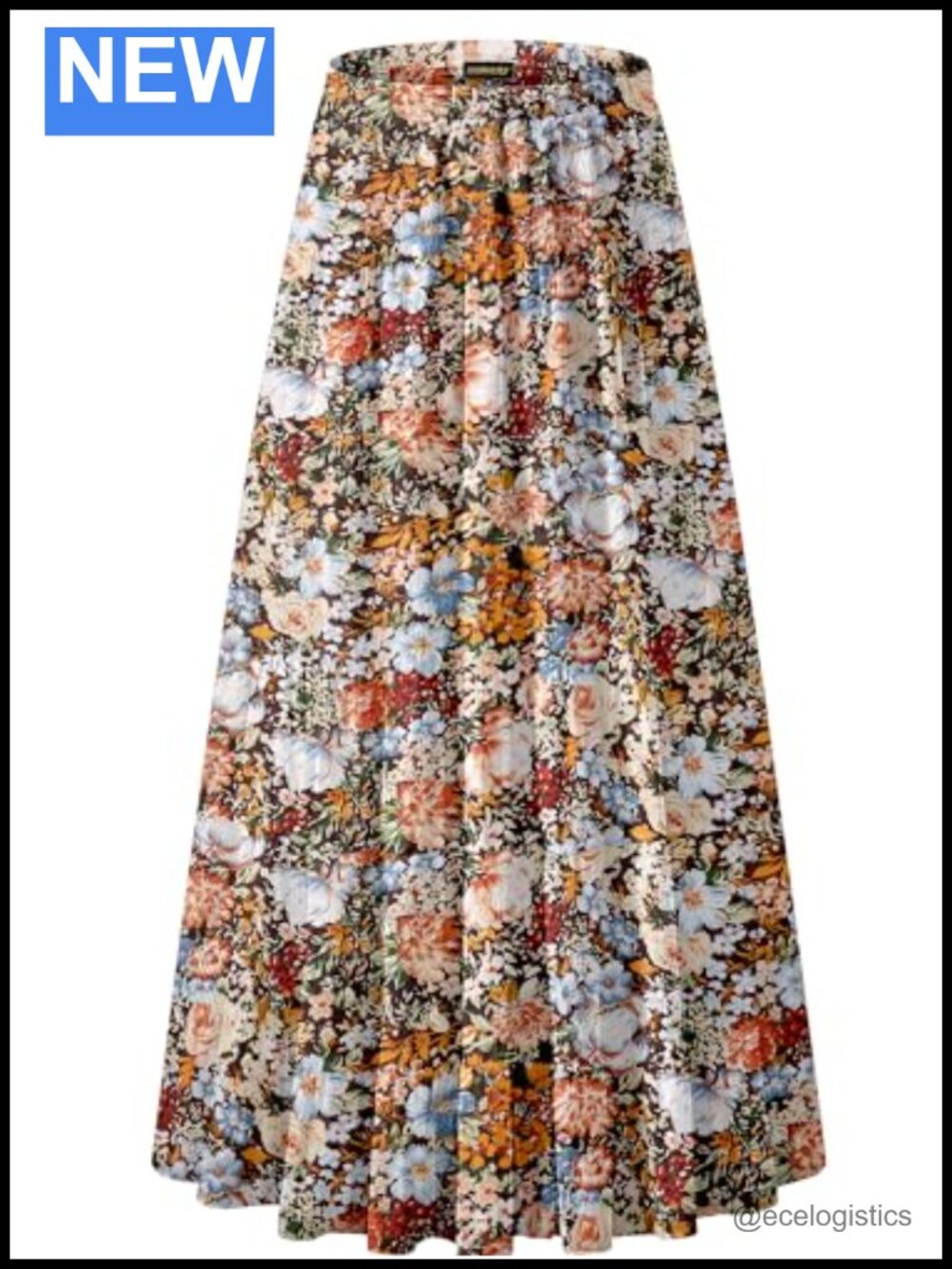 Women's Chiffon Elastic High Waist Pleated A-Line Maxi Skirt
